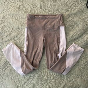 Athleta Beige and White Mid-Calf Length Leggings